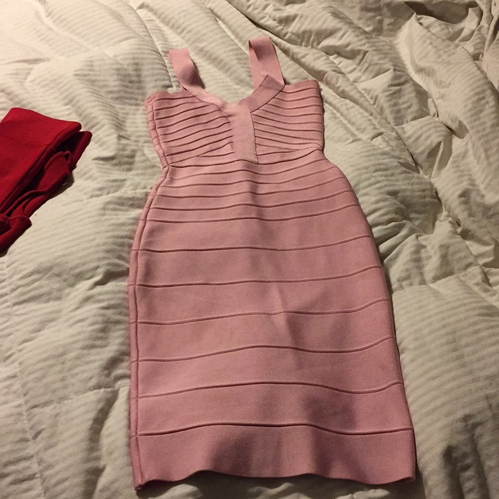 Herve Leger pink bandage dress. Xxs